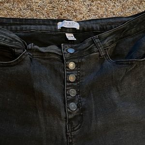Judy Blue black lightly distressed jeans with raw hem, size 20